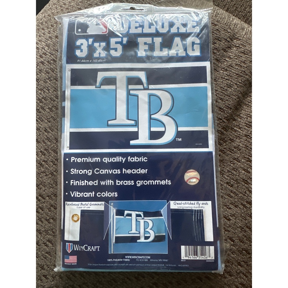 WinCraft Tampa Bay Rays MLB Deluxe 3x5 Flag Blue White Banner 35406302